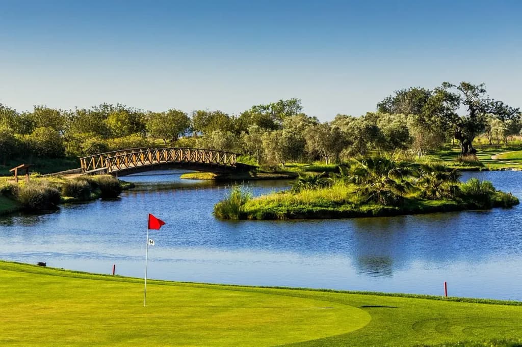 Quinta da Ria – green vid vattnet med träbron i bakgrunden
